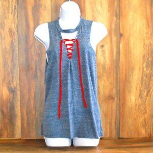 BKE Buckle Womens Tie Tank Top Blue/Red Medium